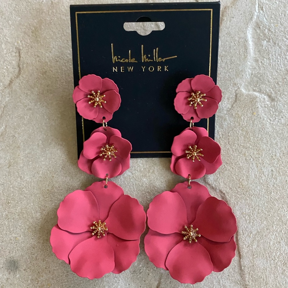 Nicole Miller Pink Floral Earrings